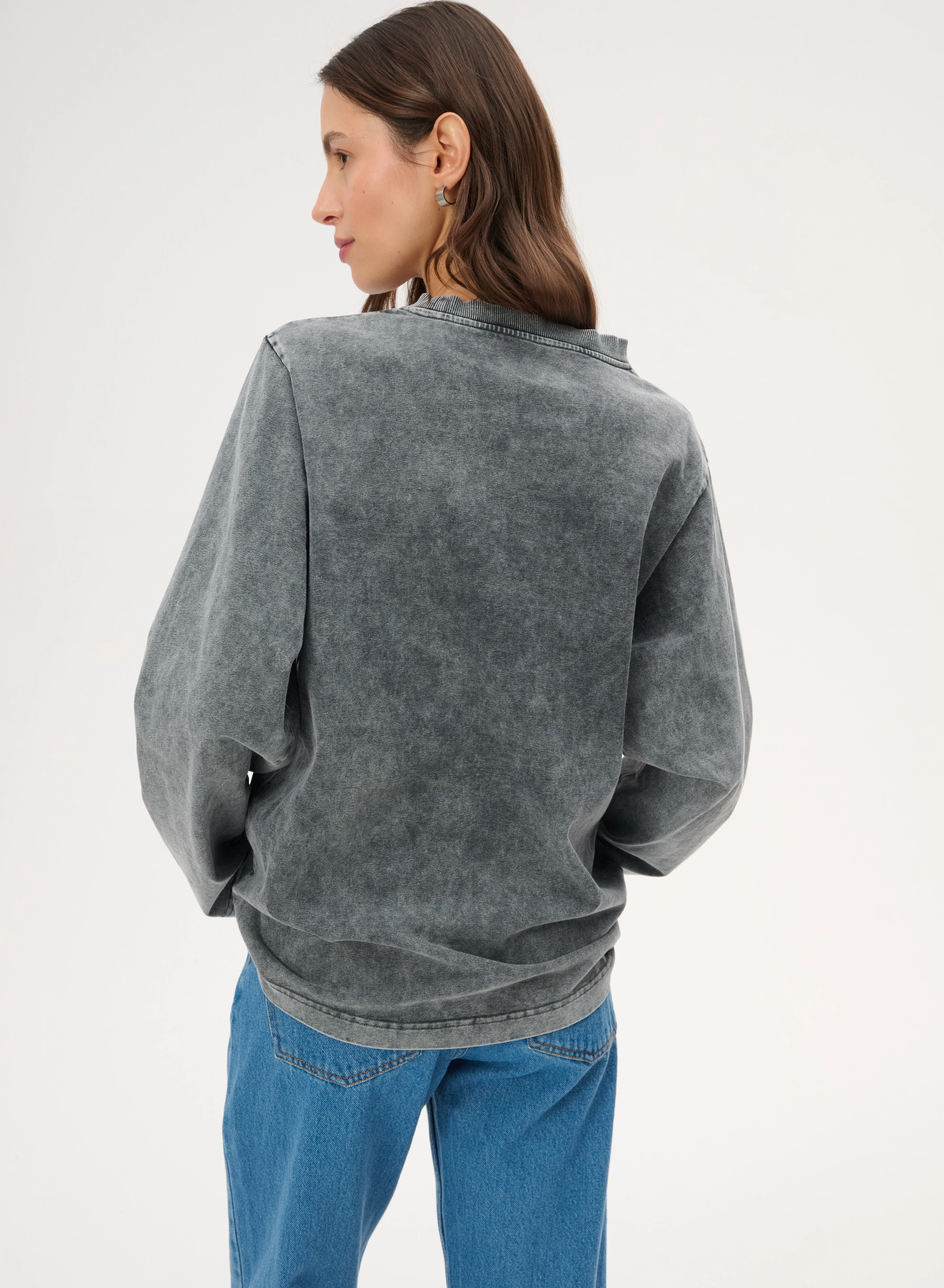 Longsleeve z dzianiny w kolorze szarym z nadrukiem bandany - Nero - Image 6