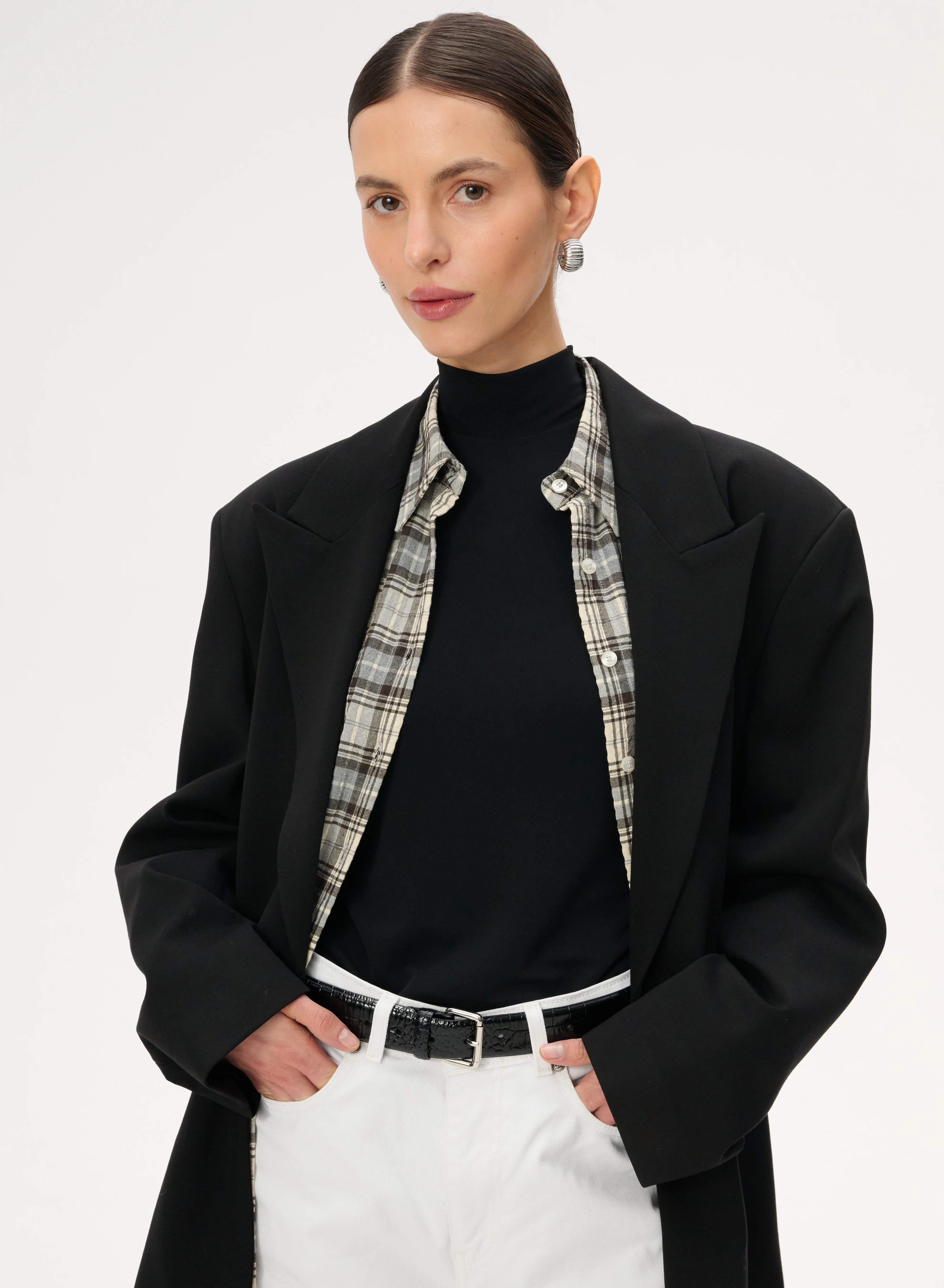 Marynarka z mięsistego jerseyu w kolorze czarnym o kroju oversize - Cate - Image 2