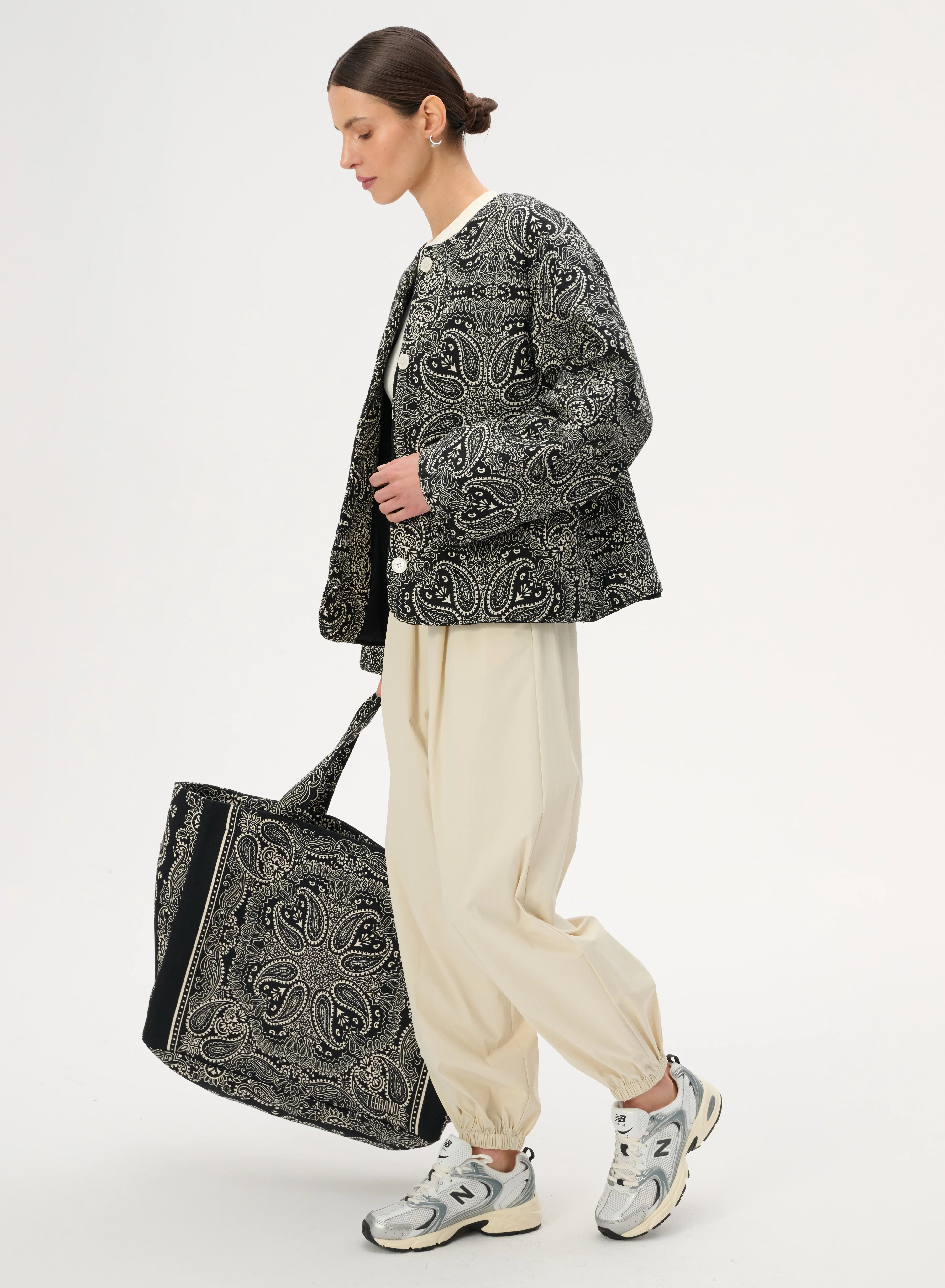 Torba typu shopper z bawełny w kolorze czarnym - Capri - Image 3