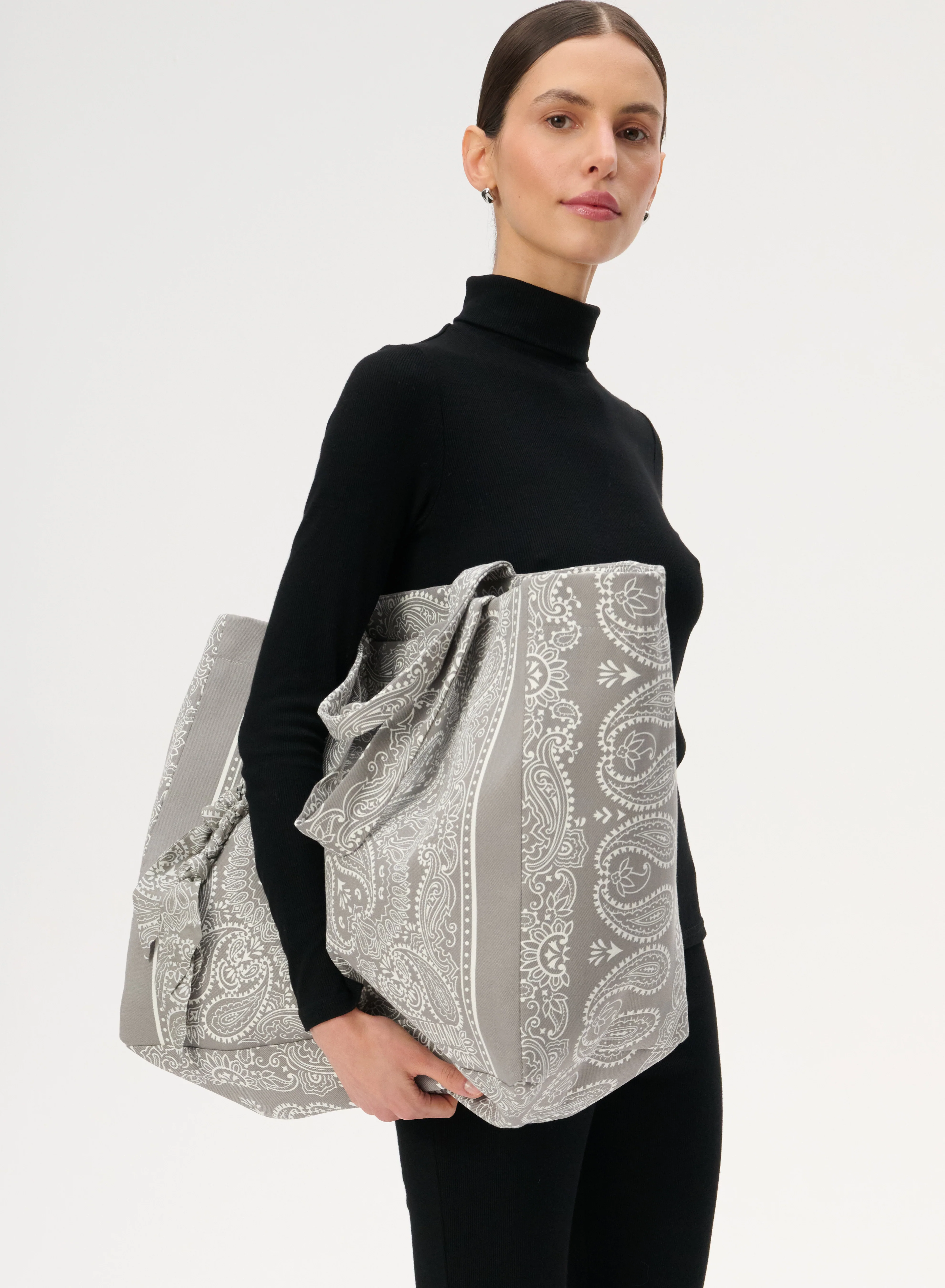 Torba typu shopper z bawełny w kolorze szarym - Capri - Image 3